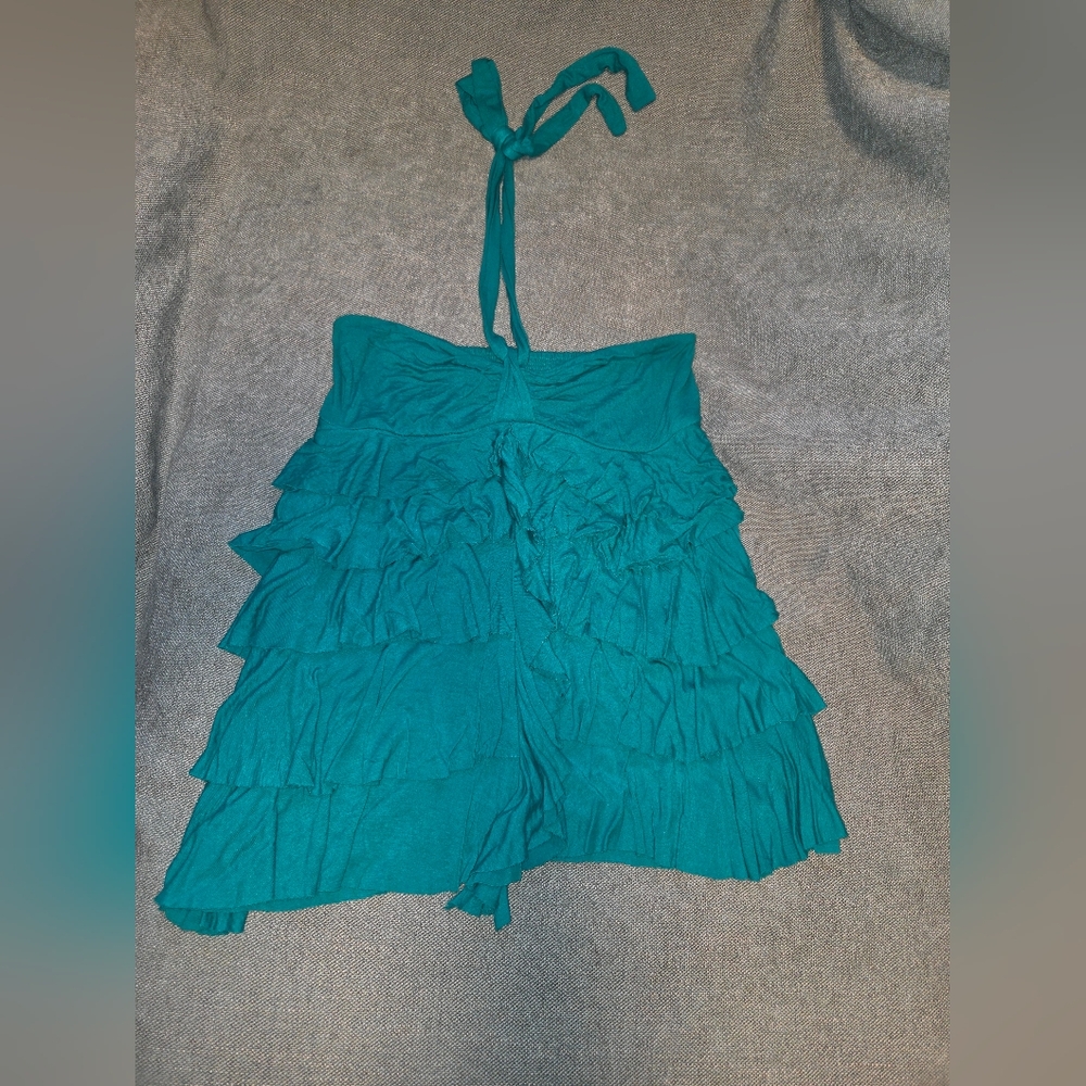 Teal Ruffled Halter Top